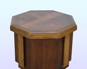 Mid-Century Walnut Octagonal Side Table, Walnut End Table, Mid century End Table