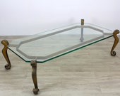 Hollywood Regency Coffee Table, Mid-Century Gilt Table, Metal Gilt Table