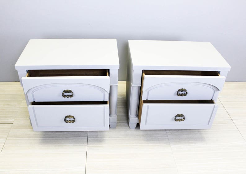Mid Century Vintage Nightstands Mid-Century Modern Walnut Nightstands A Pair Gray Nightstands