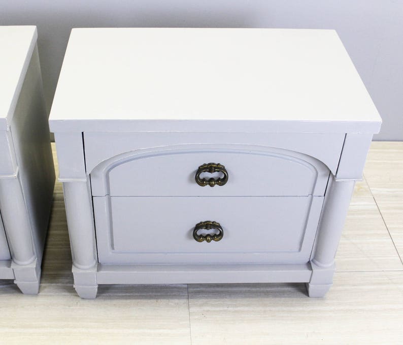 Mid Century Vintage Nightstands Mid-Century Modern Walnut Nightstands A Pair Gray Nightstands