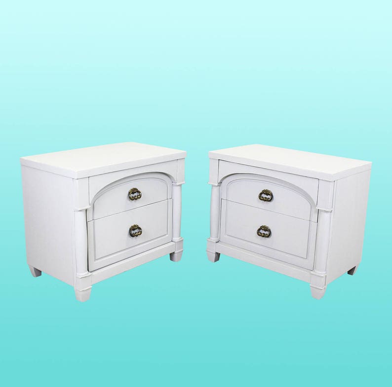 Mid Century Vintage Nightstands Mid-Century Modern Walnut Nightstands A Pair Gray Nightstands
