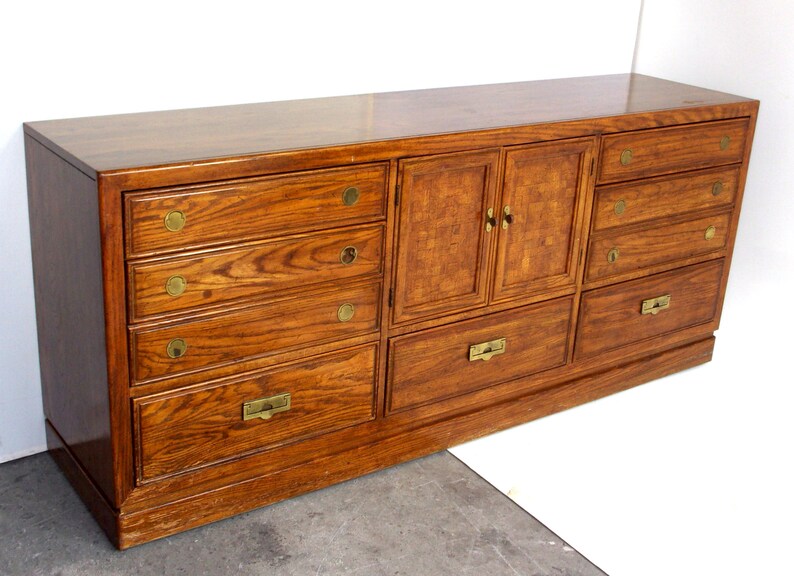 Mid-Century Modern Campaign Style Walnut Dresser