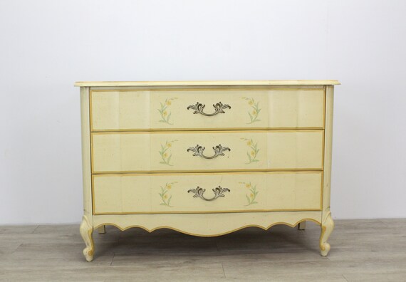 Mid Century Chest Of Drawers Yellow Nightstand Chest Of Etsy