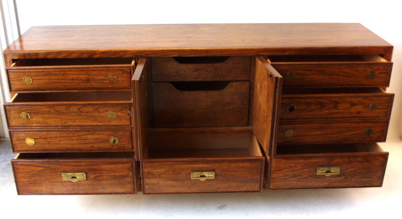 Mid-Century Modern Campaign Style Walnut Dresser