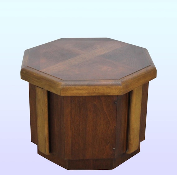Mid Century Walnut Octagonal Side Table End Mid Century Walnut Octagonal Side Table, Solid Walnut End Table
