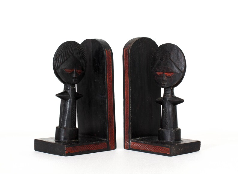 Hand Carved African Bookends a Pair Etsy