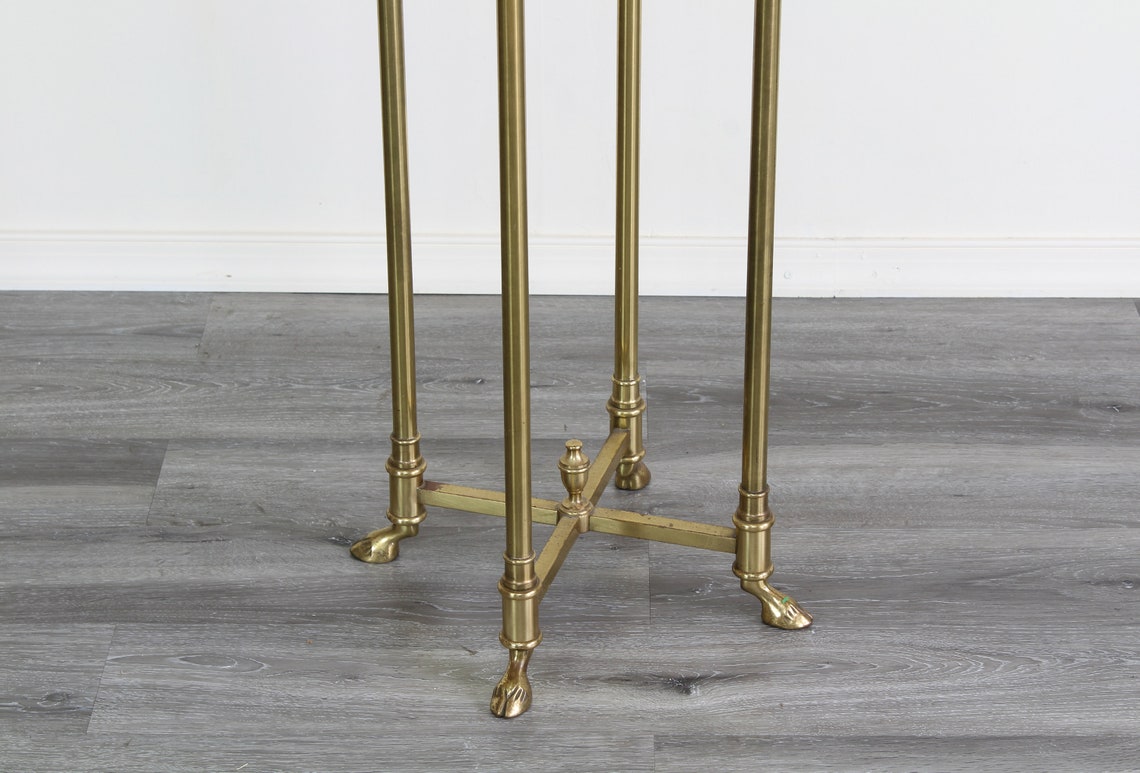 Vintage Brass Pedestal Table With Hoof Feet Etsy