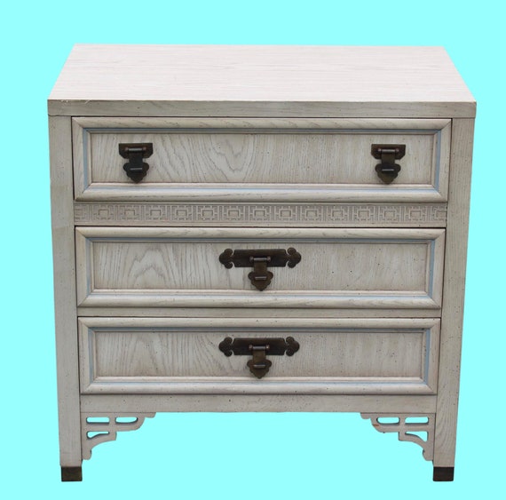 Mid Century Nightstand Of 3 Drawers Mid Century Side Table Etsy