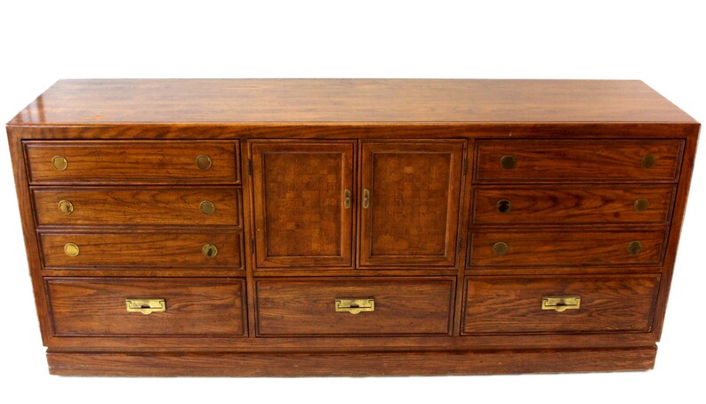 Mid-Century Modern Campaign Style Walnut Dresser