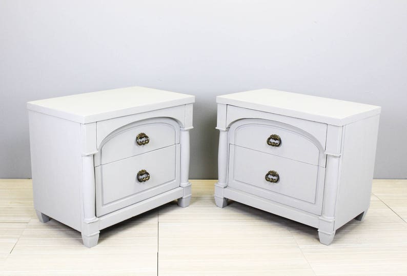 Mid Century Vintage Nightstands Mid-Century Modern Walnut Nightstands A Pair Gray Nightstands