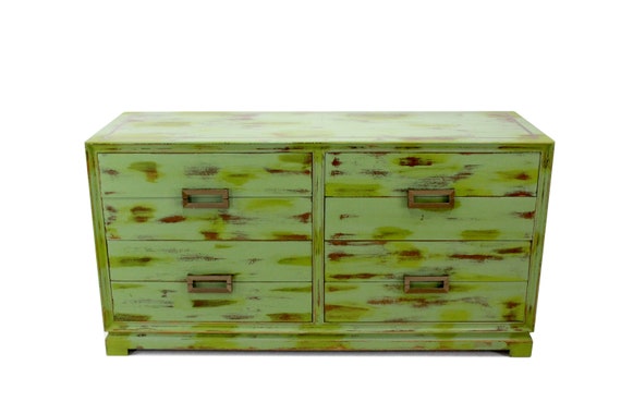 Mid Century 8 Drawers Green Dresser Green Dresser Hand Etsy