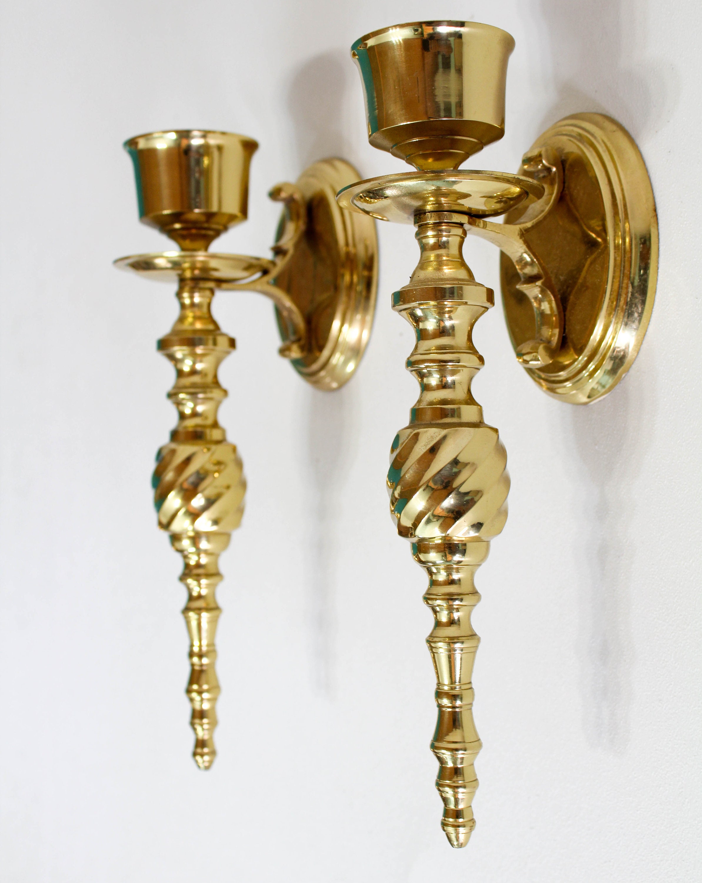 Pair of Vintage Brass Wall Sconces Etsy