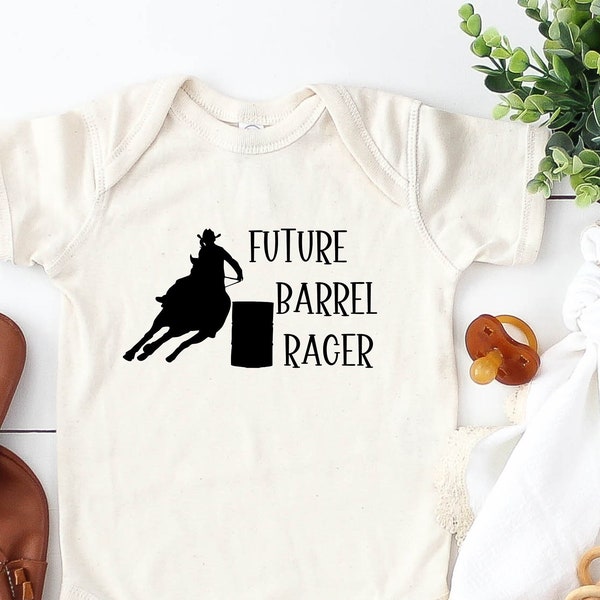 Future Barrel Racer bodysuit, Horse Baby, Baby Shower Horse Shirt, Horse Pregnancy Reveal, Horse theme baby shower, Equestrian Baby, Rodeo