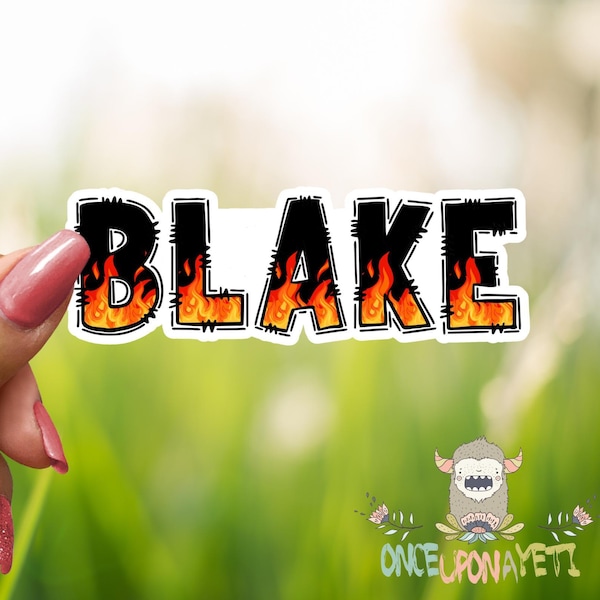 Personalized Name Sticker: Waterproof Vinyl Decal with Retro Flames