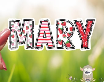 Strawberry Summer Name Decal: Waterproof Personalized Vinyl Sticker