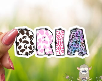 Personalized Name Decal: Waterproof Vinyl Sticker, Animal Print