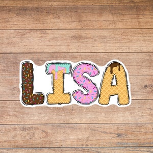 Waterproof Name Decal, Personalized Vinyl Sticker, NAME STICKER, Customized Stickers, Water bottle sticker, Laptop Decal, Ice Cream, Summer