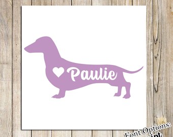 Custom Dachshund Name Vinyl Decal: Dog Car Sticker