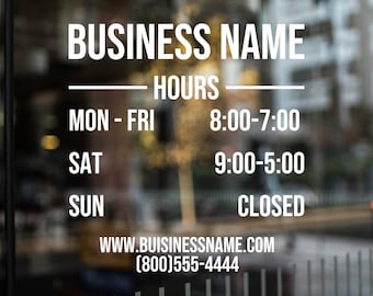 Custom Store Hours Decal: Waterproof Business Window Sticker