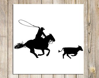Calf Roping Sticker Team Calf Roping Cowboy Horse Rodeo Car Truck Window Laptop Vinyl Decal ...