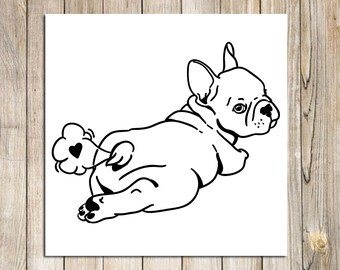 Farting French Bulldog Decal: Waterproof Vinyl Dog Sticker