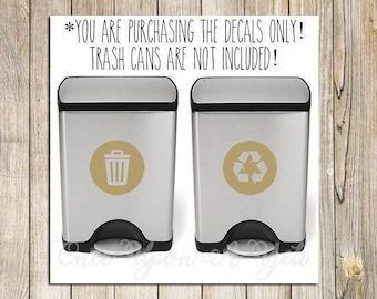 Trash and Recycling Decal Set: Waterproof Vinyl Stickers