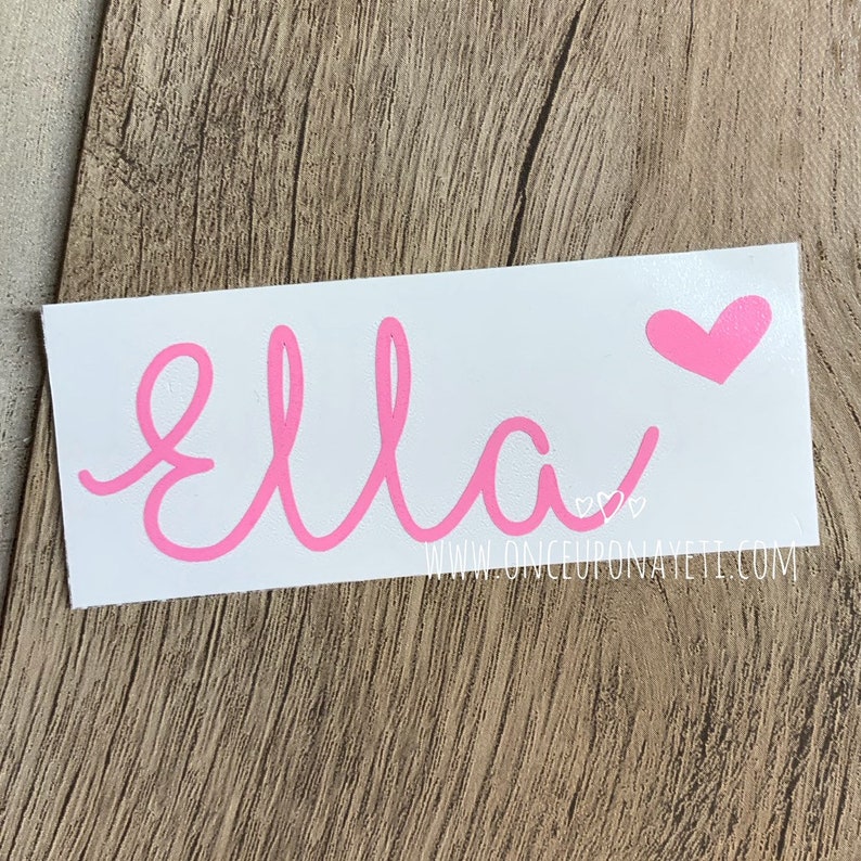 Custom Name With Heart Decal Monogram Sticker Yeti Decal Etsy