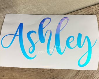 Holographic Name Decal, Personalized Vinyl Sticker