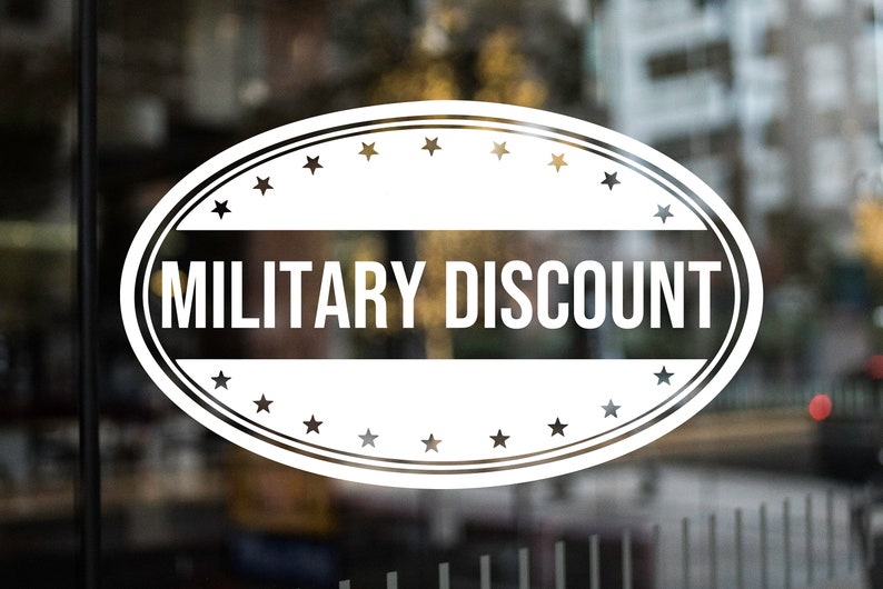 Window Decal Business Decal Military Discount Decal Store Sticker Veteran Discount Decal Military Discount Sticker Store Decal