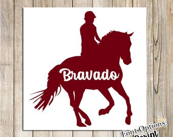 Horse and Rider Vinyl Name Decal: Equestrian Car Sticker