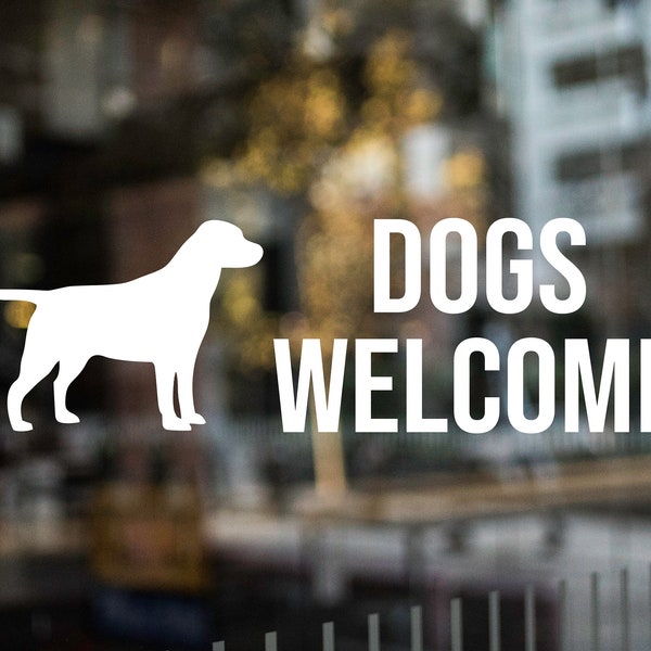 Pets Welcome Decal | Dogs Welcome Decal | Store Decal | Store Sticker | Pets Welcome Sticker | Leashed Pets Welcome Sticker | Business Decal