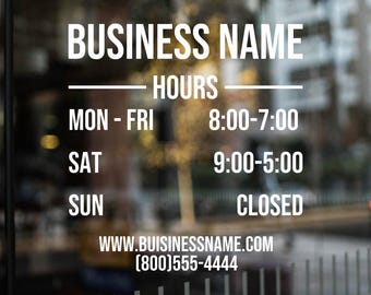 Store Hours Decal | Business Hours Decal | Custom Storefront Decal | Business Hours Sticker | Hours of Operation Decal | Store Hours Sticker