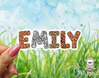 Animal Print Custom Name Waterproof Vinyl Sticker