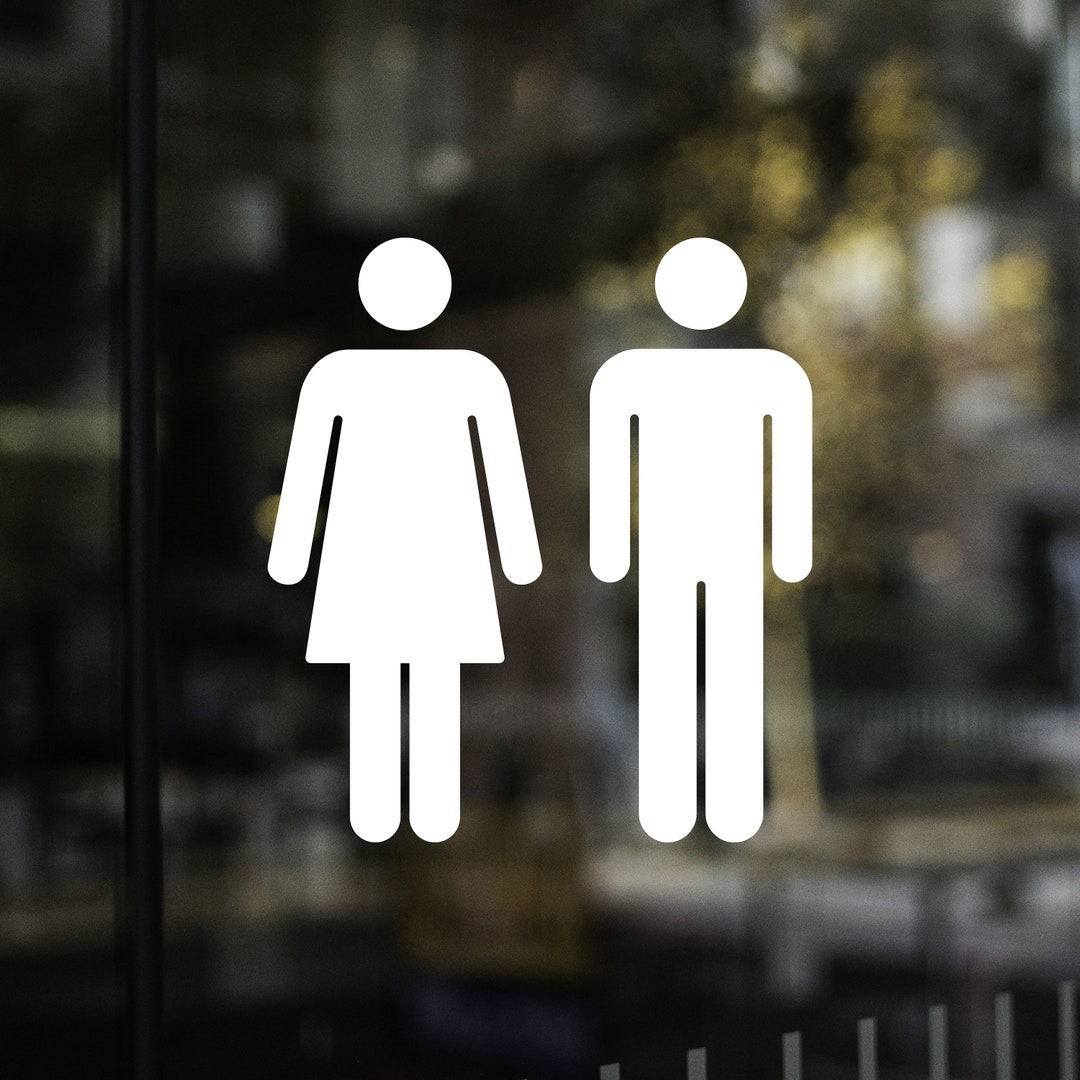 Bathroom Door Decal, Man Woman Toilet Sign, Public Restroom Decal ...