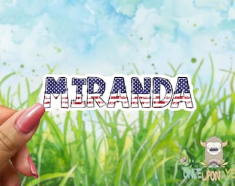 Personalized Waterproof Vinyl Name Sticker: Patriotic 4th of July Decal