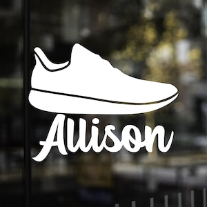 Running Shoe With Name Vinyl Decal, Running decal, Track Decal, Cross Country Decal, Running Shoe Sticker, Runner Sticker, Car Decal, Window