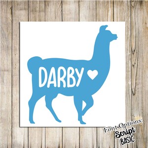 Llama Name Decal, Alpaca, Llama Vinyl Decal, Pet Llama, Llama Lover, Llama Gift, Window Decal, Car Decal, Tumbler Decal, Mug, Laptop