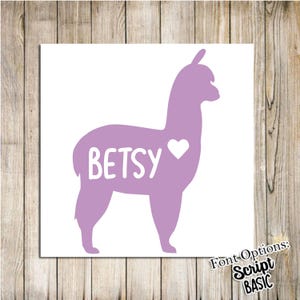 Alpaca Name Decal, Alpaca, Llama Vinyl Decal, Pet Llama, Llama Lover, Llama Gift, Window Decal, Car Decal, Tumbler Decal, Mug, Laptop