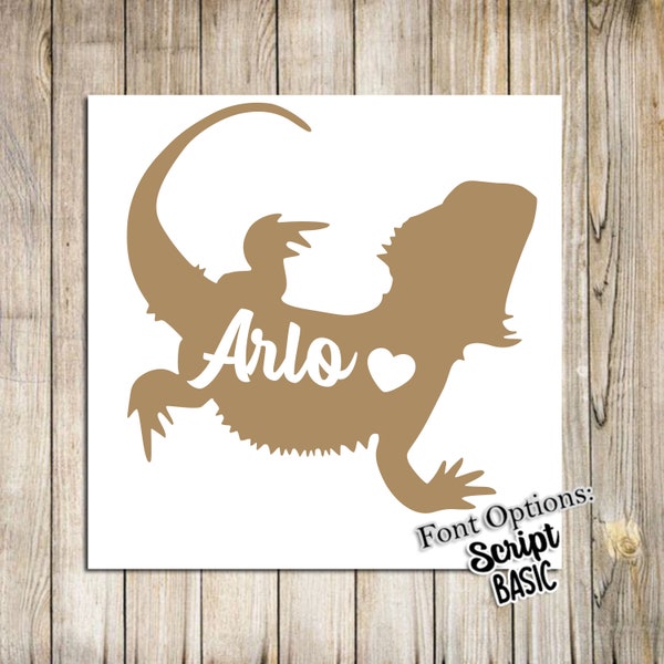 Bearded Dragon Decal, Bearded Dragon Tank Decal, Lizard Sticker, Beardie Name Decal, Pet Decal, Gift For Pet Lover, Bearded Dragon Lover