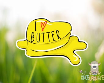 I Love Butter Sticker: Waterproof Vinyl Decal for Laptop or Car