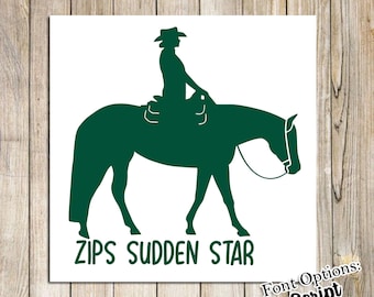 Western Horse and Rider Name Vinyl Decal: Car, Laptop, Tumbler