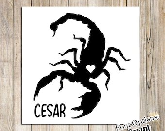 Scorpion Decal, Scorpion sticker, Scorpion, Window sticker, Vinyl decal, car decal sticker, Laptop, Computer Sticker, Custom Name, Heart