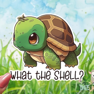 Turtle Sticker: What the Shell Pun, Waterproof Vinyl Decal