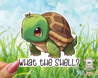 Turtle Sticker: What the Shell Pun, Waterproof Vinyl Decal