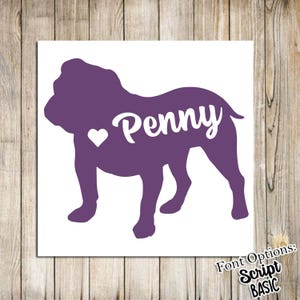 Custom Bulldog Decal | Dog Decal | Car Decal | Bulldog Decal | Dog Sticker | Dog Gift | Dog Lover Gift | Bulldog Sticker | Dog Name Decal