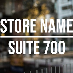 Storefront Vinyl Decal: Suite Number, Business Name, Salon Window