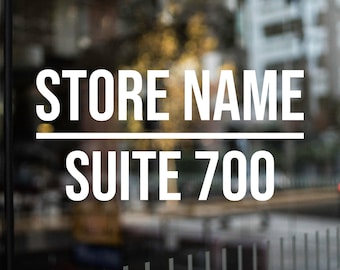 Storefront Vinyl Decal: Suite Number, Business Name, Salon Window