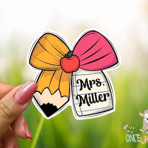 Personalized Teacher Name Sticker, Teacher Planner Stickers, Teacher Laptop Stickers, Water Bottle Sticker, Custom Teacher Name Sticker