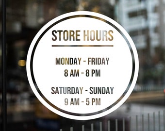 Store Hours Decal | Business Hours Decal | Custom Storefront Decal | Business Hours Sticker | Hours of Operation Decal | Store Hours Sticker