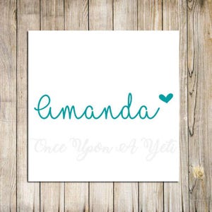 Custom Name With Heart Decal, Monogram Sticker, Yeti Decal, Car Decal ...